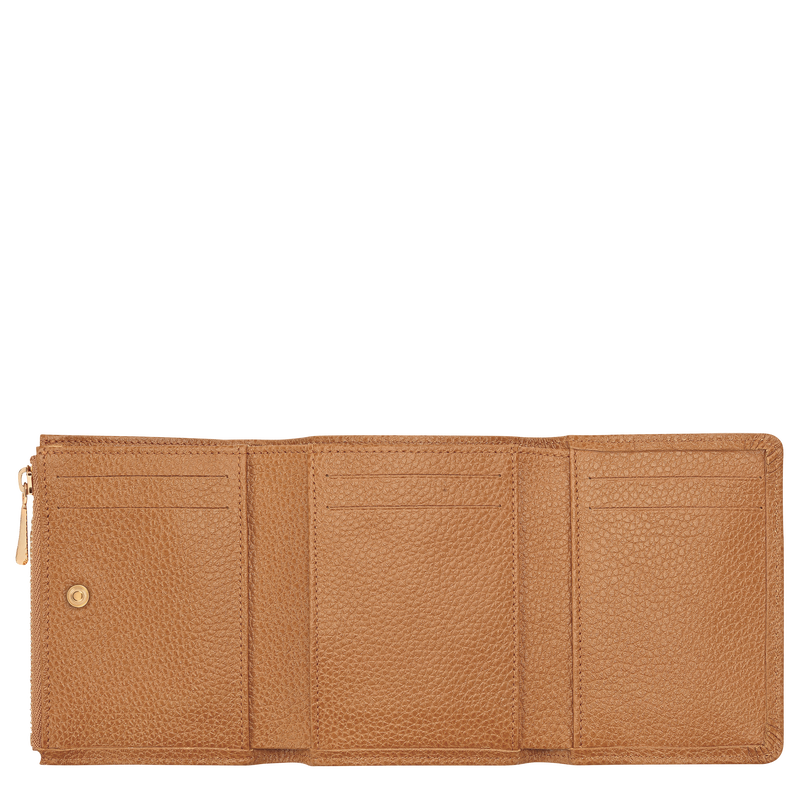 Le Foulonn&eacute; Compact wallet , Pecan - Leather  - View 3 of  3