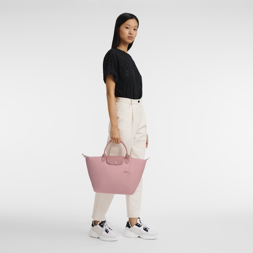 Le Pliage Green M Handbag Petal Pink Recycled canvas Longchamp TH