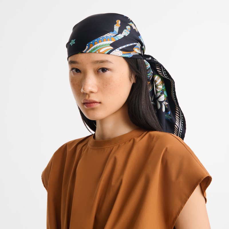 For&ecirc;t Longchamp Silk scarf 90 , Atlantic - Silk  - View 2 of  2