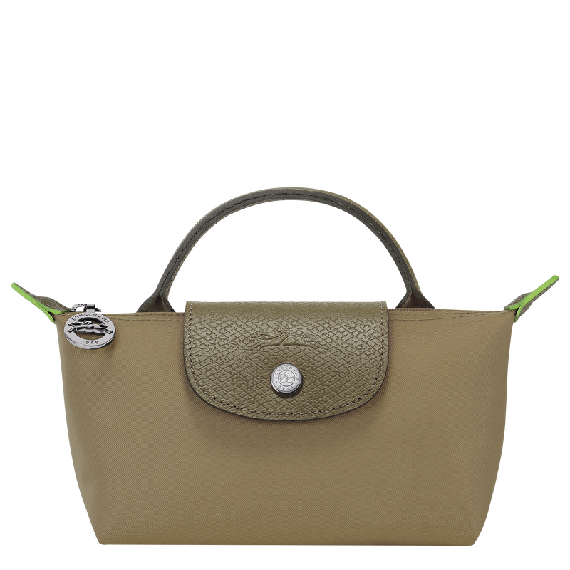 Le Pliage Green Pouch with handle , Artichoke - Recycled canvas  - View 1 of  6