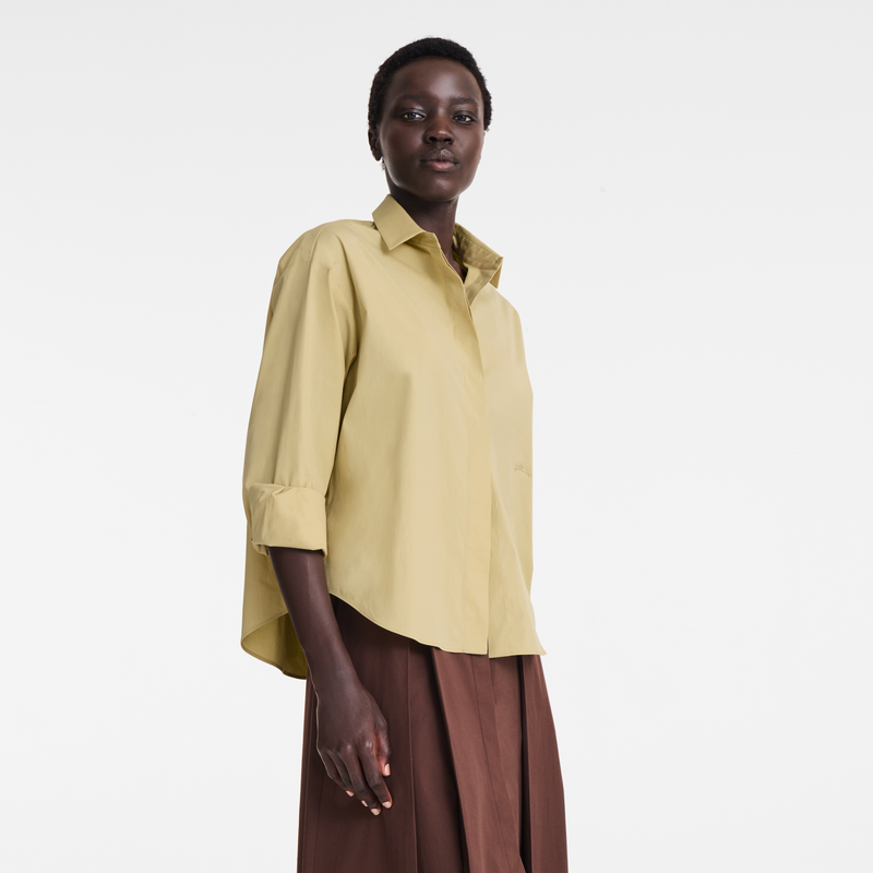 Shirt , Pistachio - Cotton poplin  - View 4 of  5