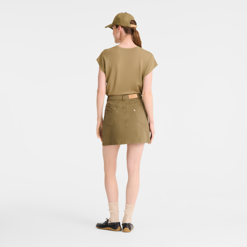 Skirt , Olive - Overdyed cotton  - View 2 of  3