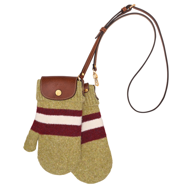 Le Pliage Collection Mittens bag , Pistachio/Burgundy - Canvas  - View 1 of  2