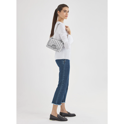 Brioche Métal S Crossbody bag , Silver - Leather