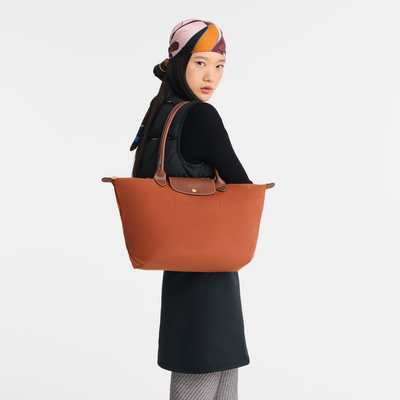 Le Pliage Original L Tote bag , Brick - Recycled canvas
