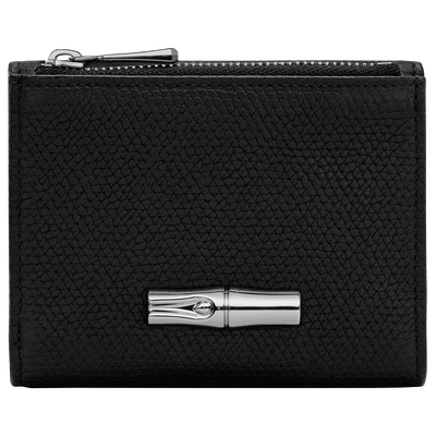 Le Roseau Compact wallet , Black - Leather