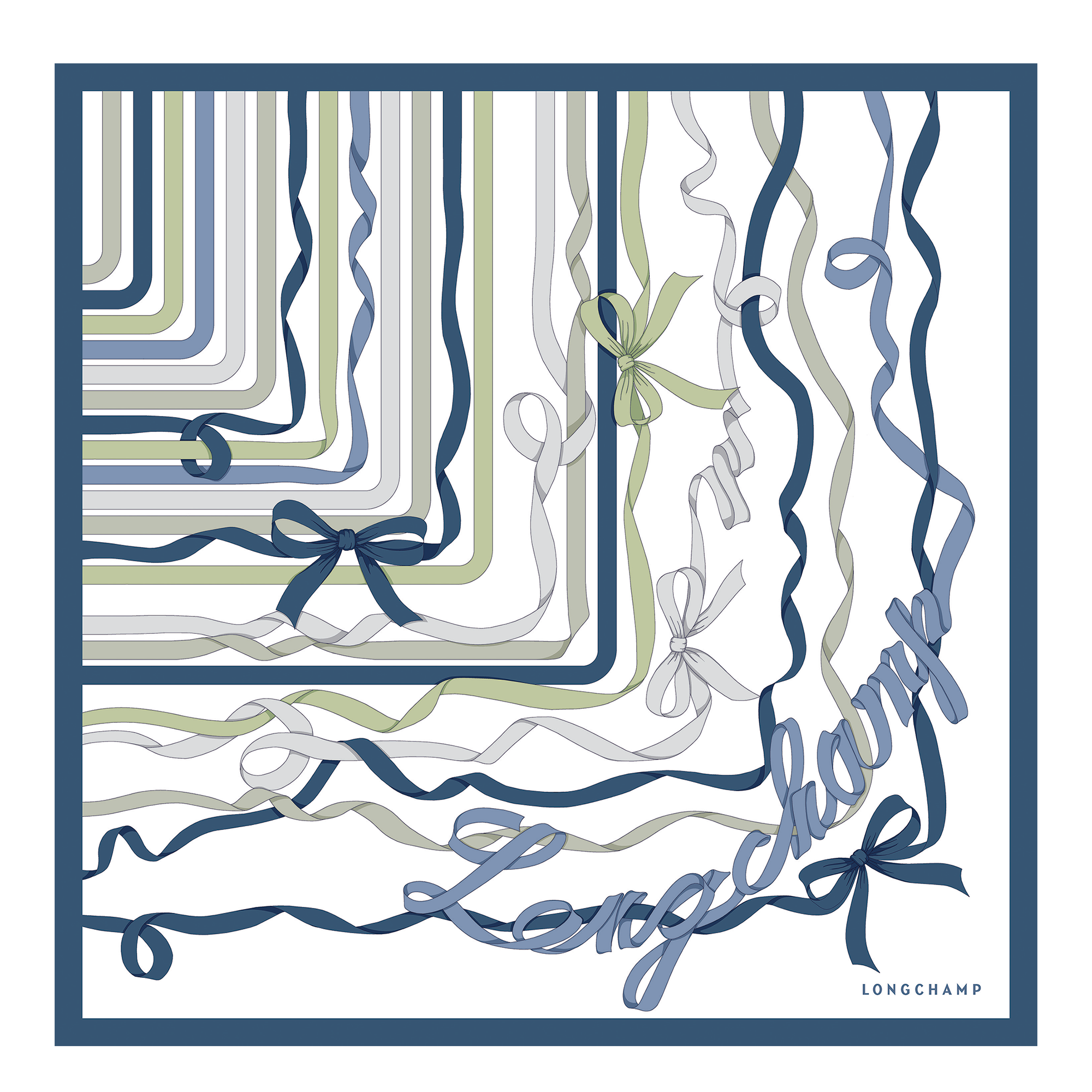 Rubans Longchamp Silk scarf 50, Slate