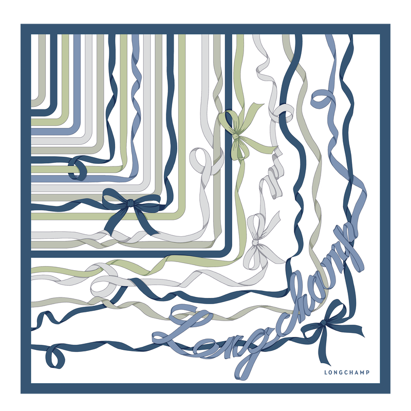 Rubans Longchamp Silk scarf 50 , Slate - Silk  - View 1 of  2