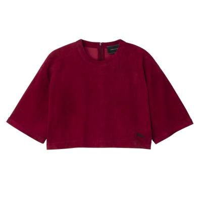 Leather crop top , Beetroot - Leather