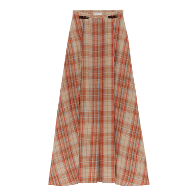 Midi skirt , Amber - Plaid linen