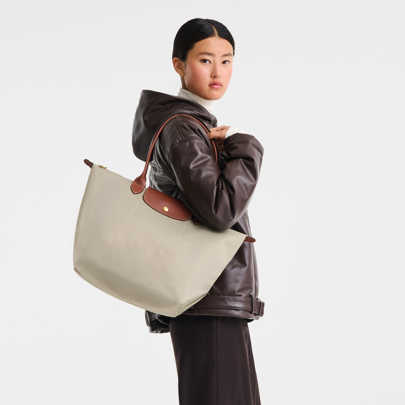 Le Pliage Original M Tote bag , Pebble - Recycled canvas  - View 8 of  8