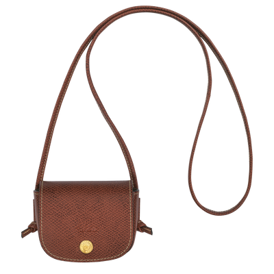 Épure Coin purse with leather lace , Brown - Leather
