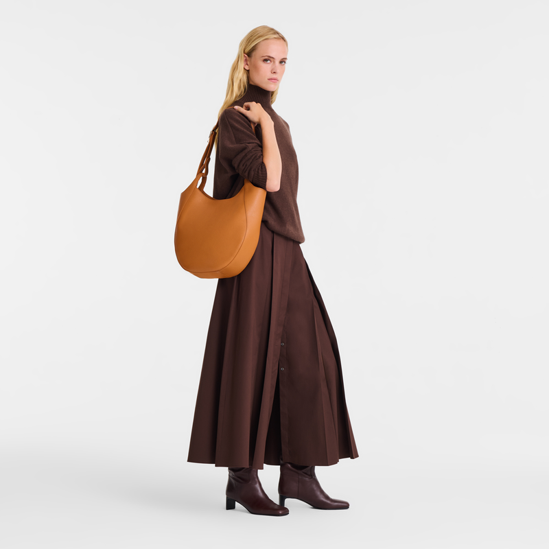 Le Foulonn&eacute; L Hobo bag , Amber - Leather  - View 2 of  6