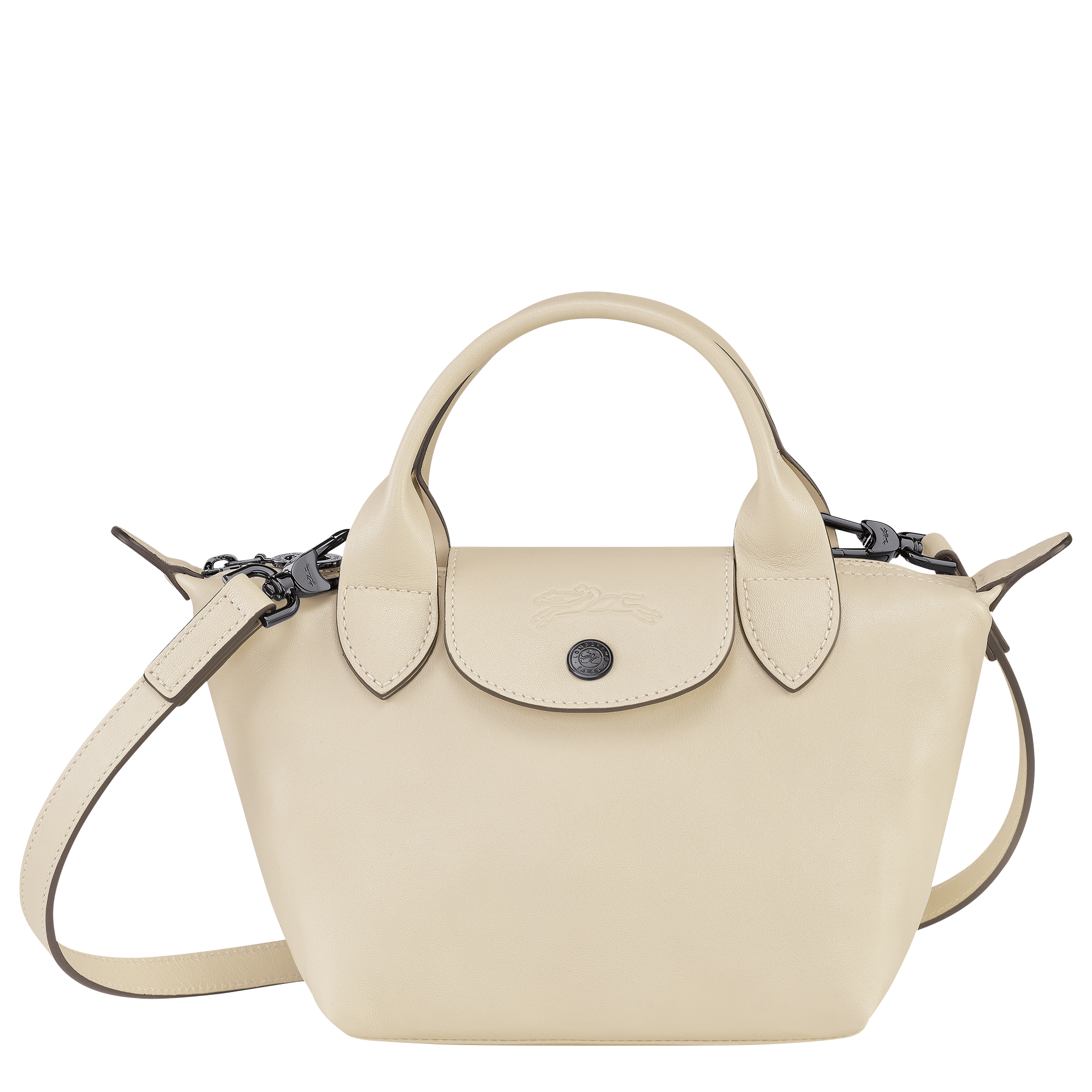 longchamp mini le pliage cuir leather top handle bag