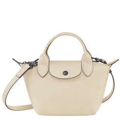 Le Pliage Cuir XS Top handle bag , Ivory - Leather