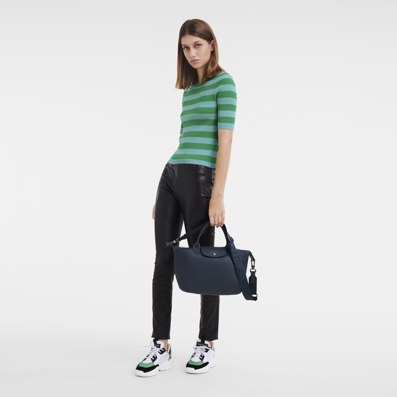 Small navy longchamp bag on sale