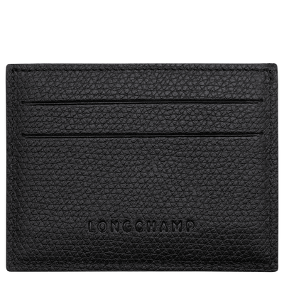 Le Roseau Card holder , Black - Leather