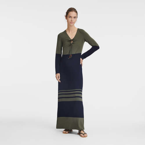 Long dress , Navy/Khaki - Jersey - View 2 of  4