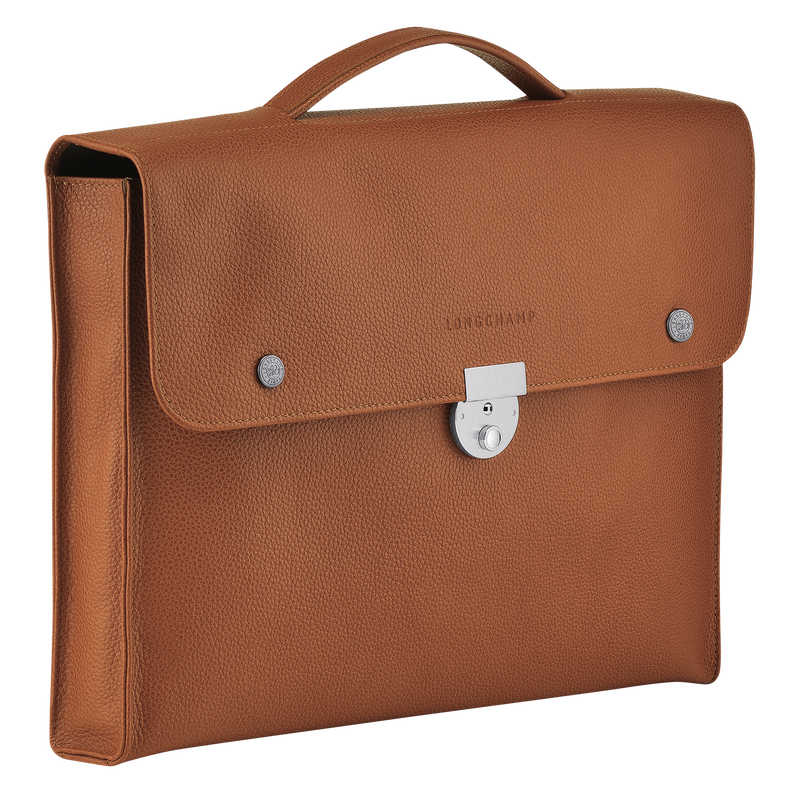 Le Foulonn&eacute; S Briefcase , Caramel - Leather  - View 3 of  5