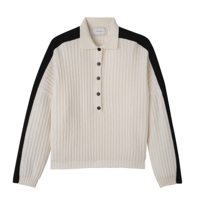 Polo collar jumper , Ecru - Knit