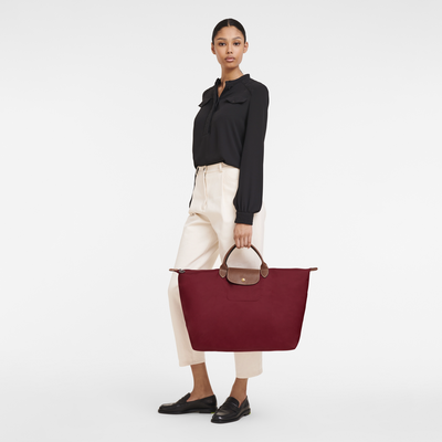 Longchamp leather duffle bag top