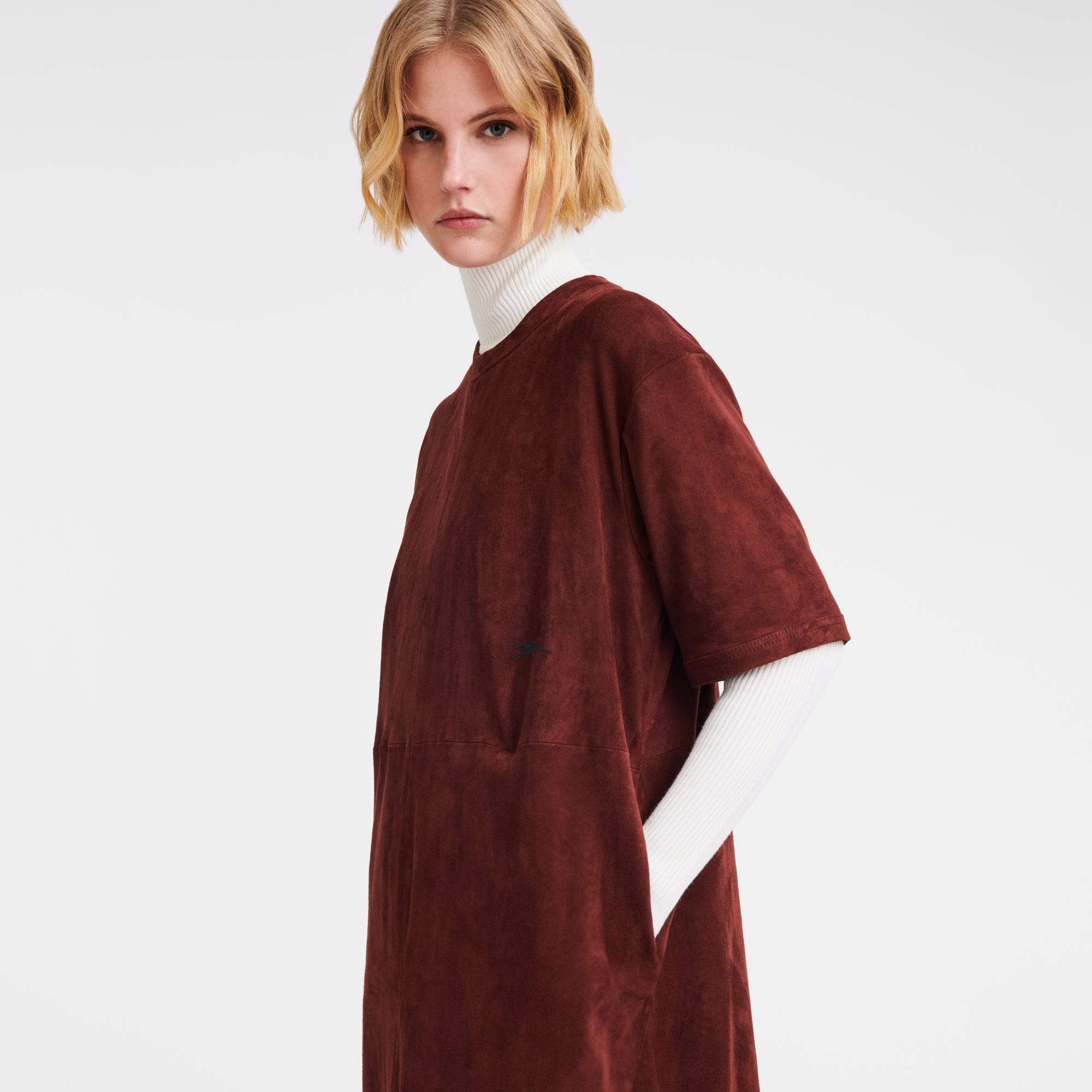 Leather long dress, Burgundy - View 5 of
6 - zoom in null Leather long dress, Burgundy