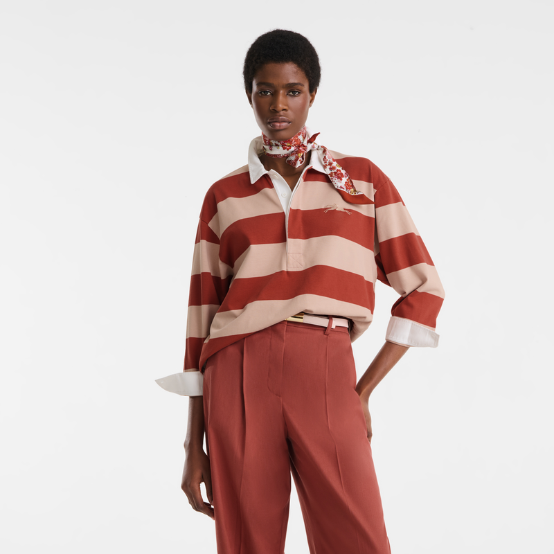 Polo shirt , Cream/Coral - Striped jersey  - View 4 of  5