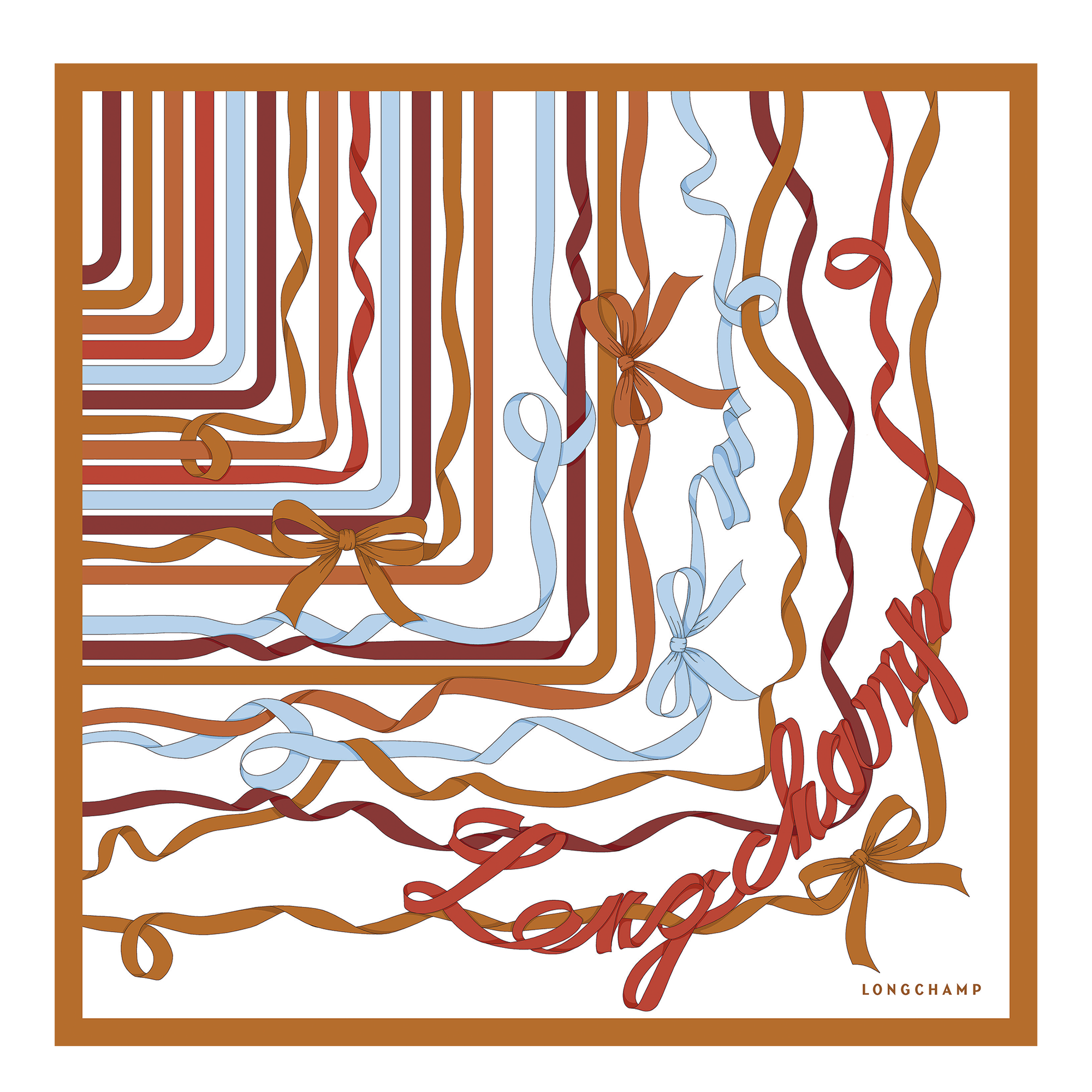 Rubans Longchamp Silk scarf 50, Amber