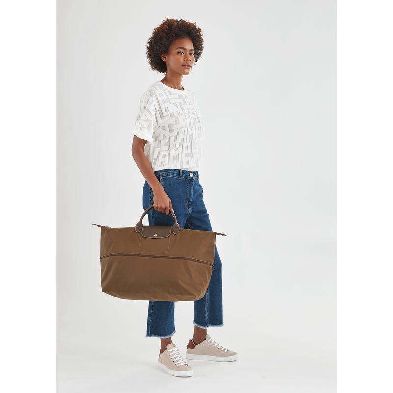 Le Pliage Original Travel bag expandable , Cognac - Recycled canvas  - View 6 of  6