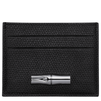 Le Roseau Card holder , Black - Leather