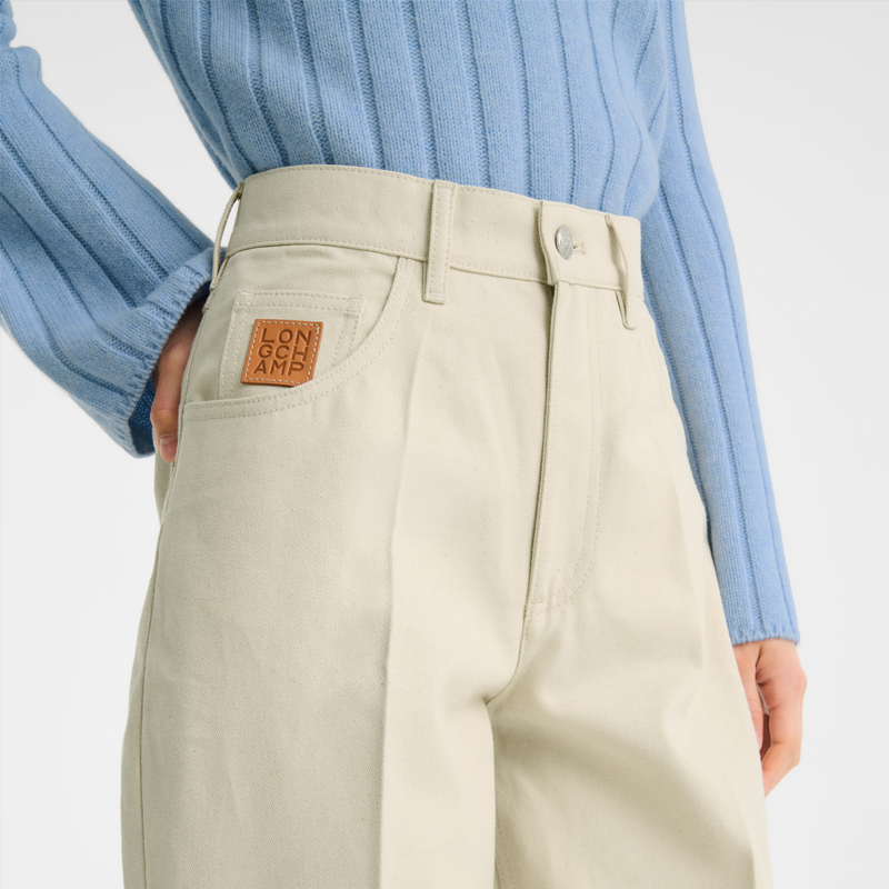 Trousers , Ecru - Cotton gabardine  - View 4 of  5