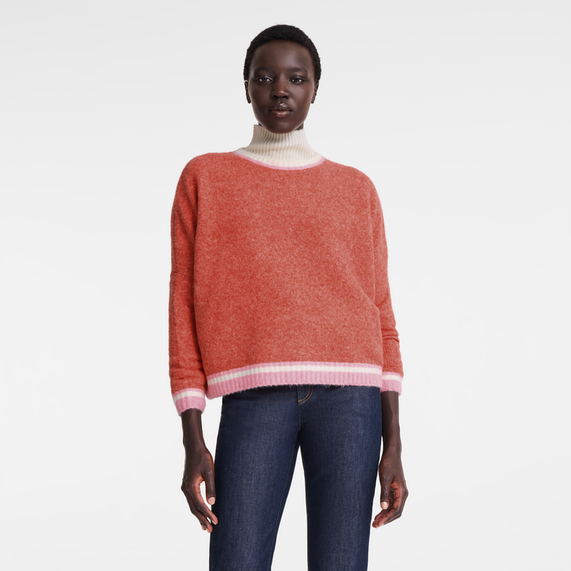 Round collar jumper , Coral/Pink - OTHER  - View 3 of  4
