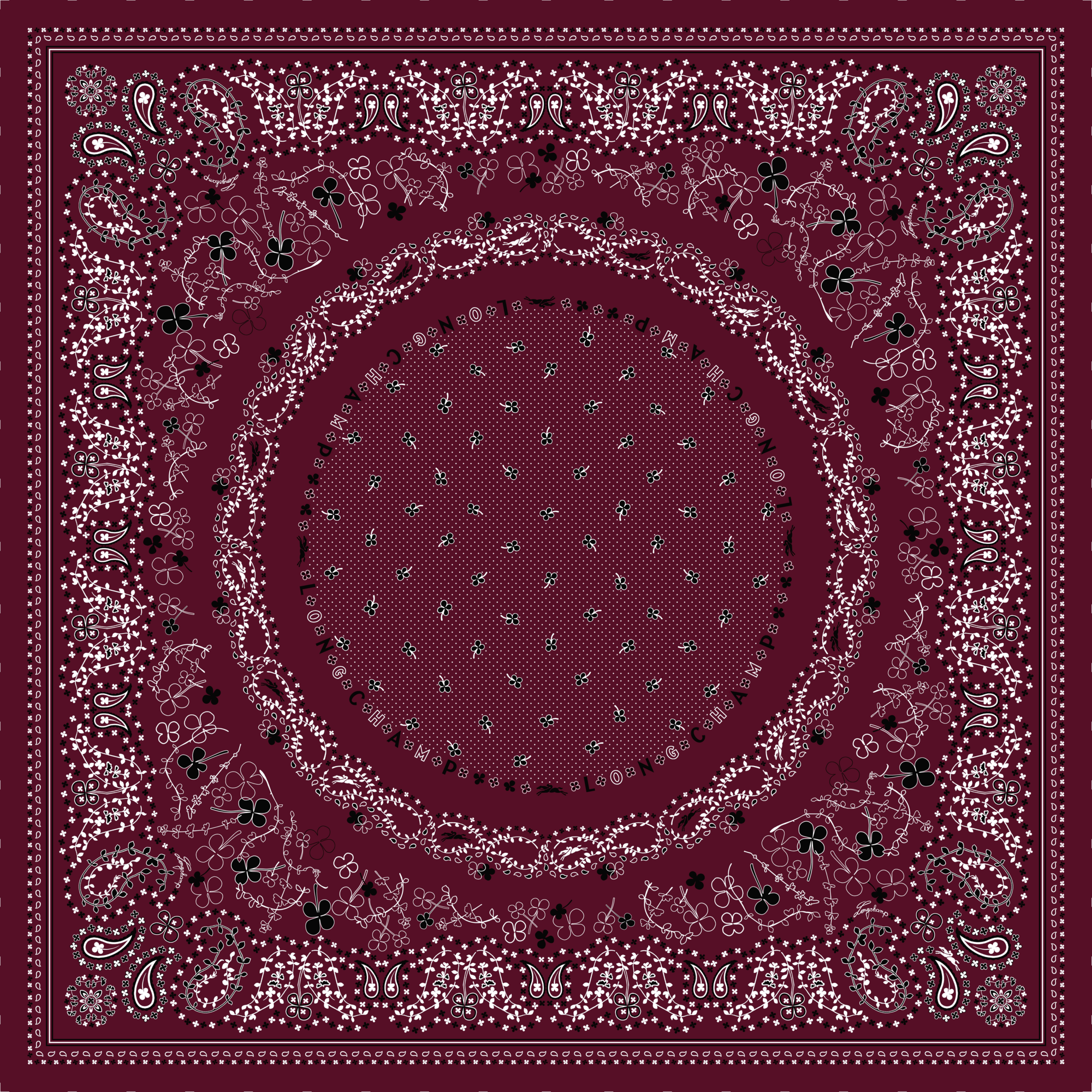 French Bandana Stole, Pomegranate/Chocolate