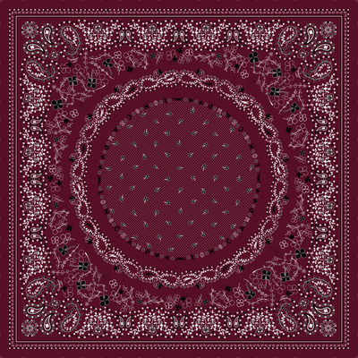 French Bandana Stole , Pomegranate/Chocolate - Wool blend