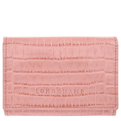 Longchamp Pocket Compact wallet , Pink Tea - Leather