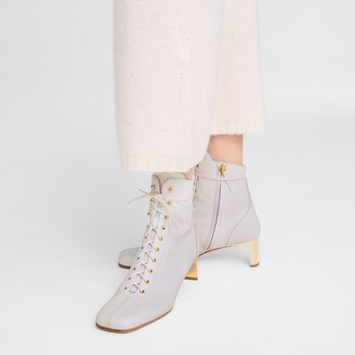 La Patineuse High heel low boots, White