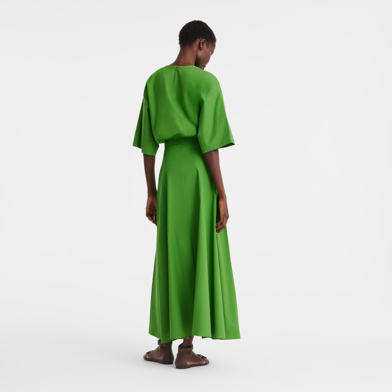 Midi skirt , Matcha - Cotton poplin  - View 4 of  5
