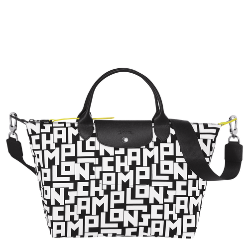 Le Pliage LGP L Handbag Black White Canvas Longchamp TH