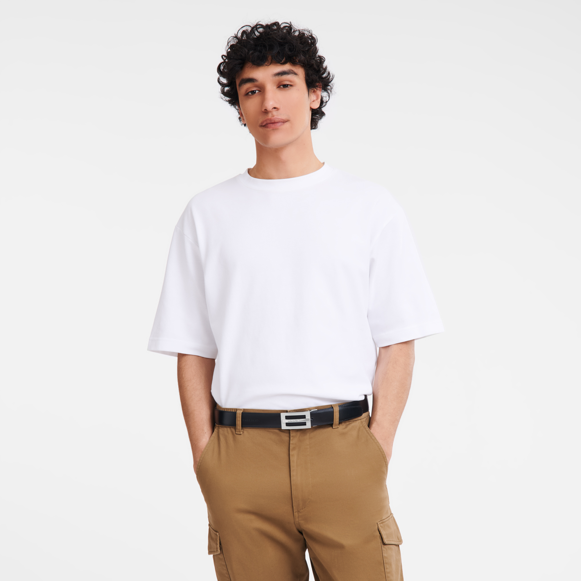 Delta Box Men's belt, Black/Mocha