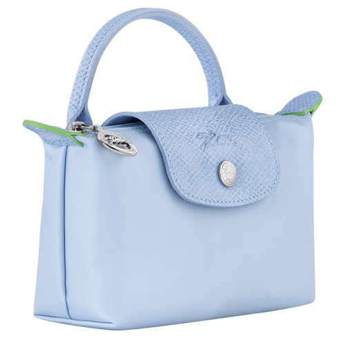 Le Pliage Green Pouch with handle , Sky Blue - Recycled canvas - View 3 of  5