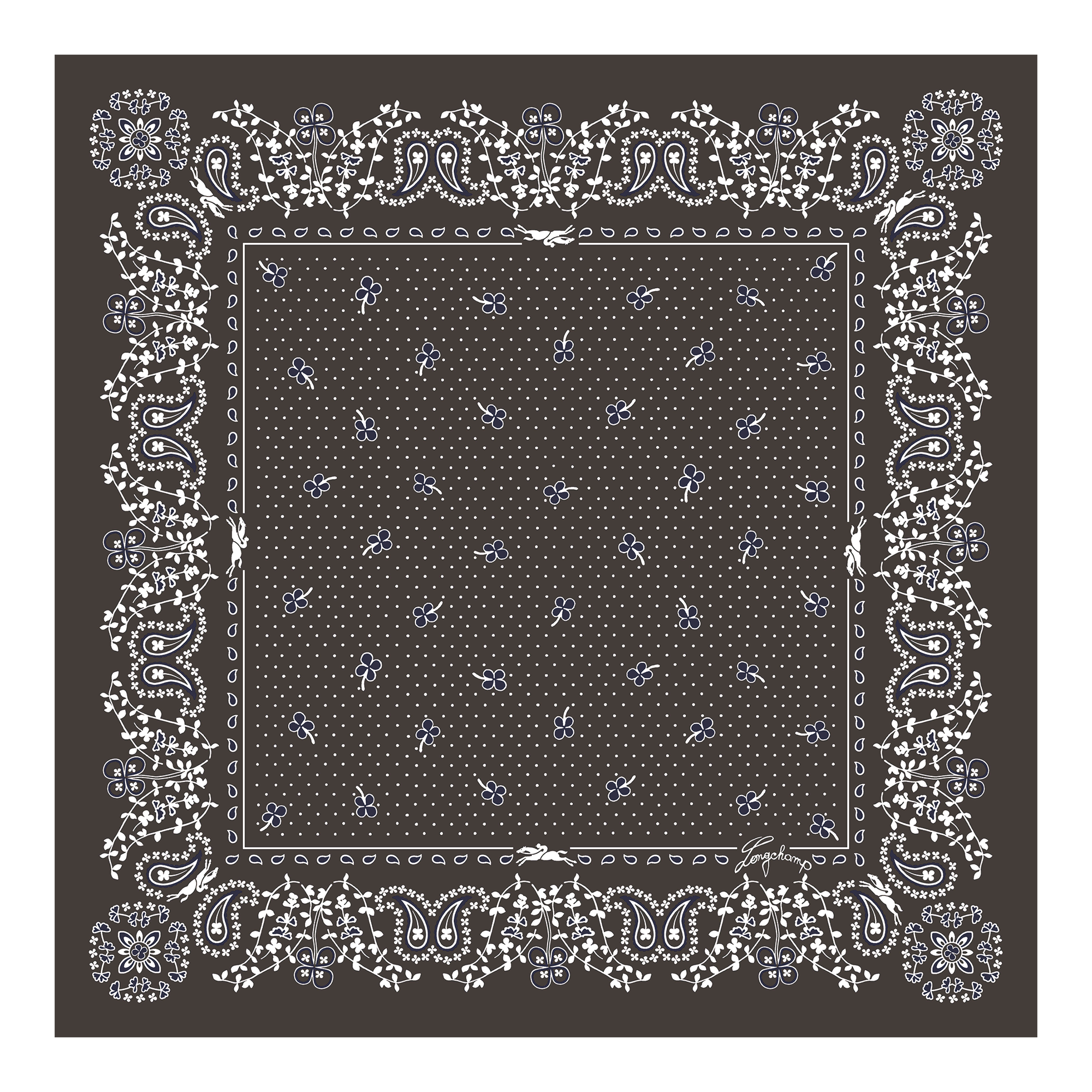 French Bandana Silk scarf 50, Mocha