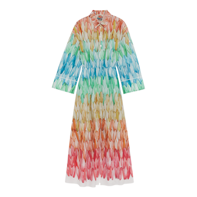 Long dress , Rainbow - Printed poplin