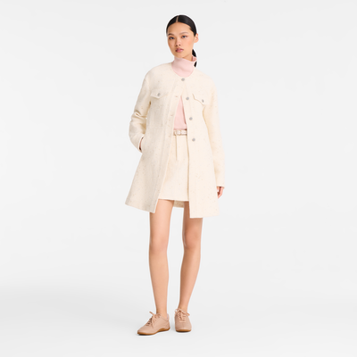Coat , Ivory - Tweed