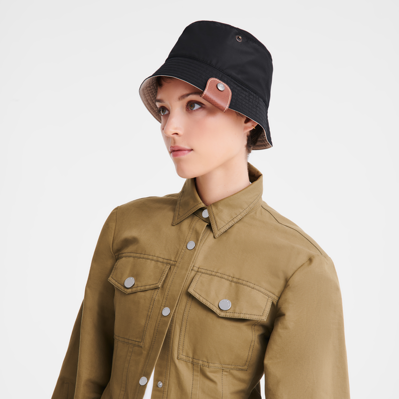 Reversible bucket hat , Black/Paper - Techno taffeta  - View 2 of  5