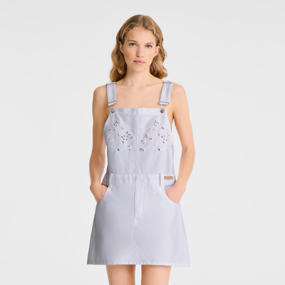 Dress , White - Embroidered gabardine