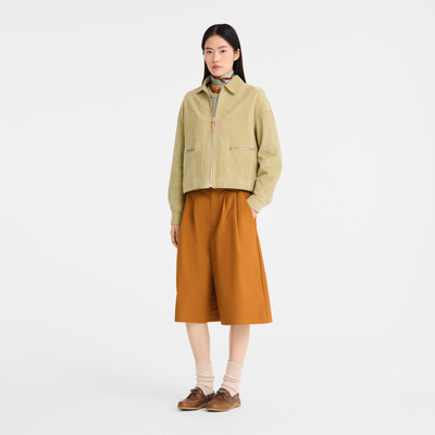 Jacket , Almond Green - Leather