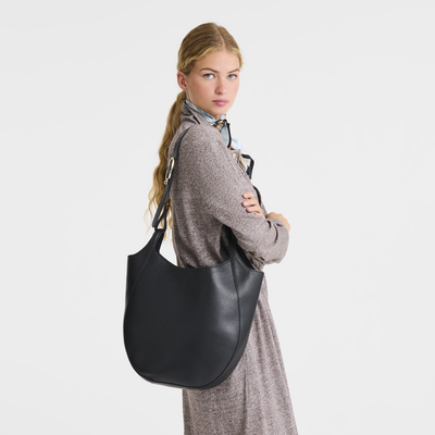 Le Foulonn&eacute; L Hobo bag , Black - Leather