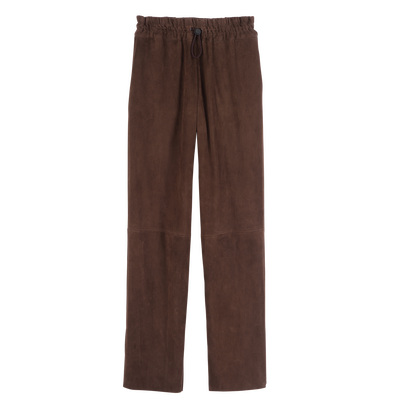 Leather straight pants , Mocha - Leather