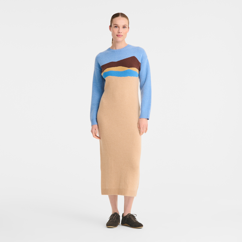 Dress Caroline H&eacute;lain x Longchamp , Beige - Knit  - View 2 of  5