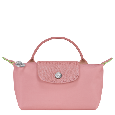 Le Pliage Green Pouch with handle Petal Pink Recycled canvas Longchamp TH